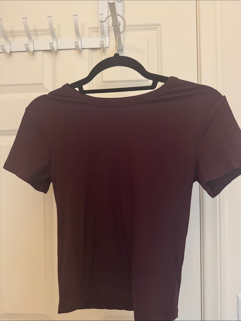 Athleta Ribbed Short Sleeve Tee in Deep Burgundy
